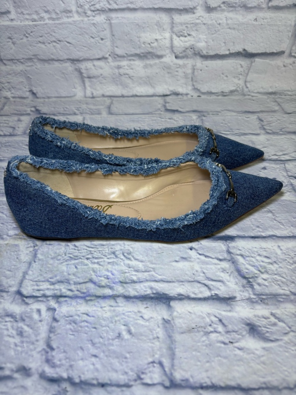Sam Edelman Women’s Nori Ballet Flat Bluestone Denim Size 10M Buckle Hardware - Picture 6 of 15